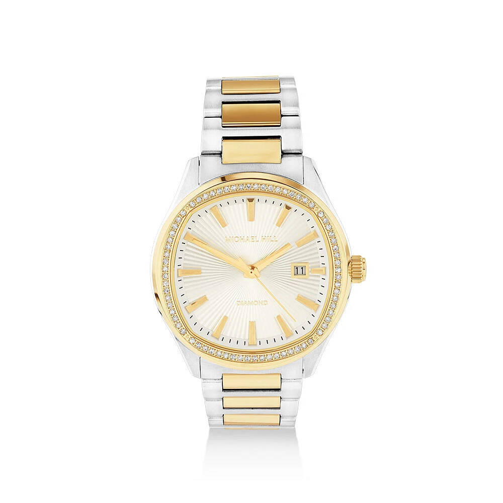 Montre Quartz Pour Hommes Deux Tons De 0,60 Carat Tw Diamant En Acier Inoxydable Ton Or Jaune