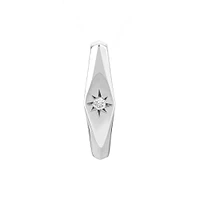 Diamond Star Accent Narrow Signet Pendant with Chain in Sterling Silver