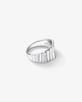 Cubic Zirconia Tapered Chunky Rib Ring in Sterling Silver