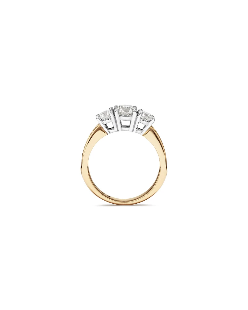 1.50 Carat TW Three Stone Round Brilliant Diamond Engagement Ring in 14kt Yellow and White Gold