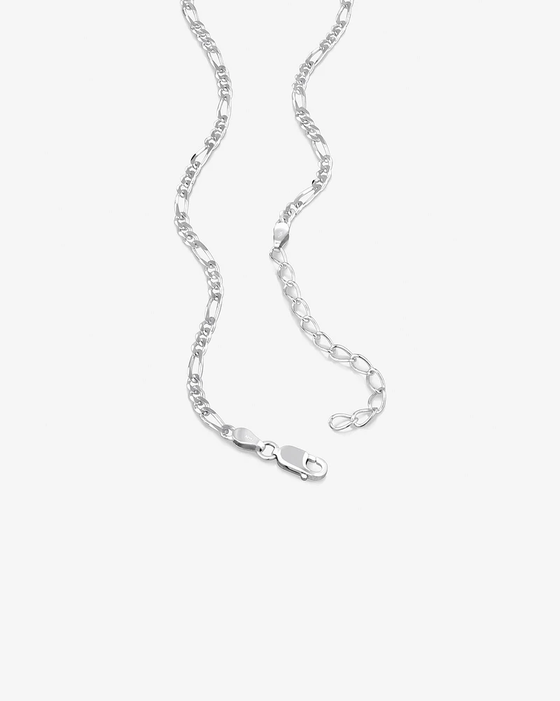 50cm 3mm Width Figaro Chain In Sterling Silver