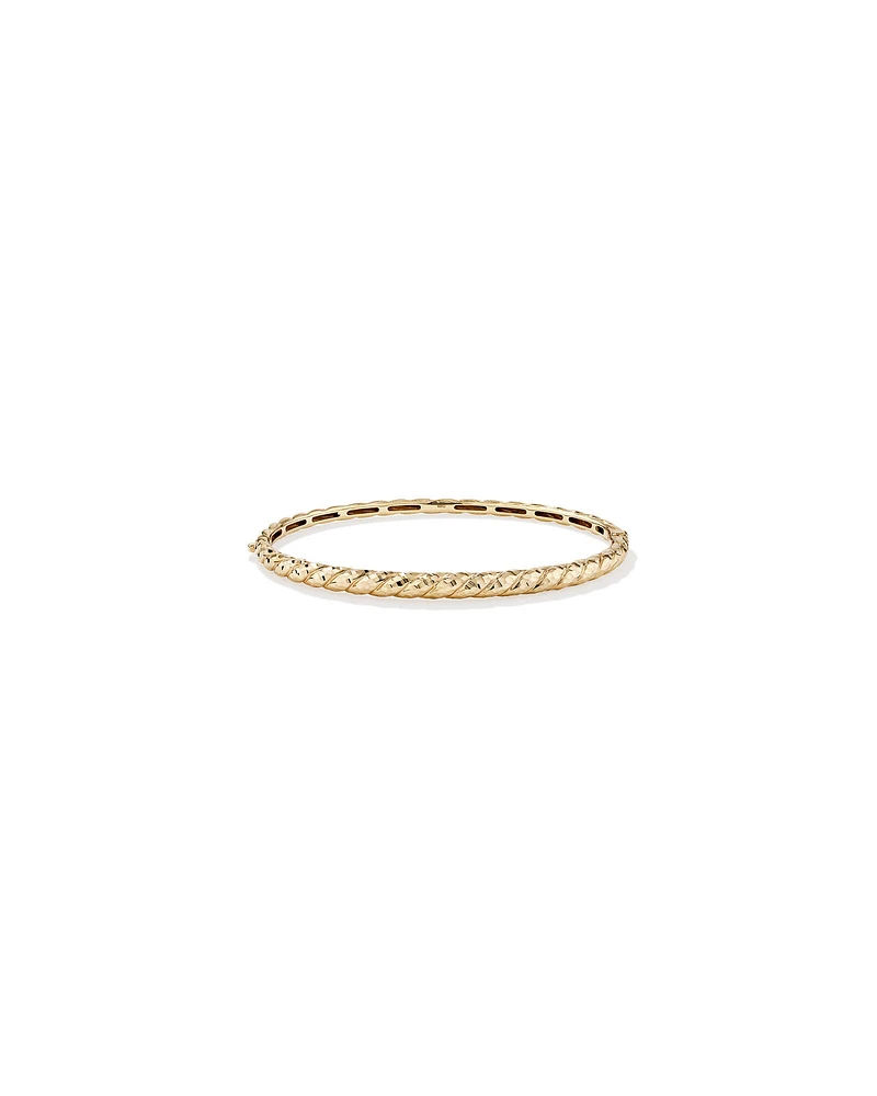 Diamond-Cut Crossaint Bangle in 10kt Yellow Gold