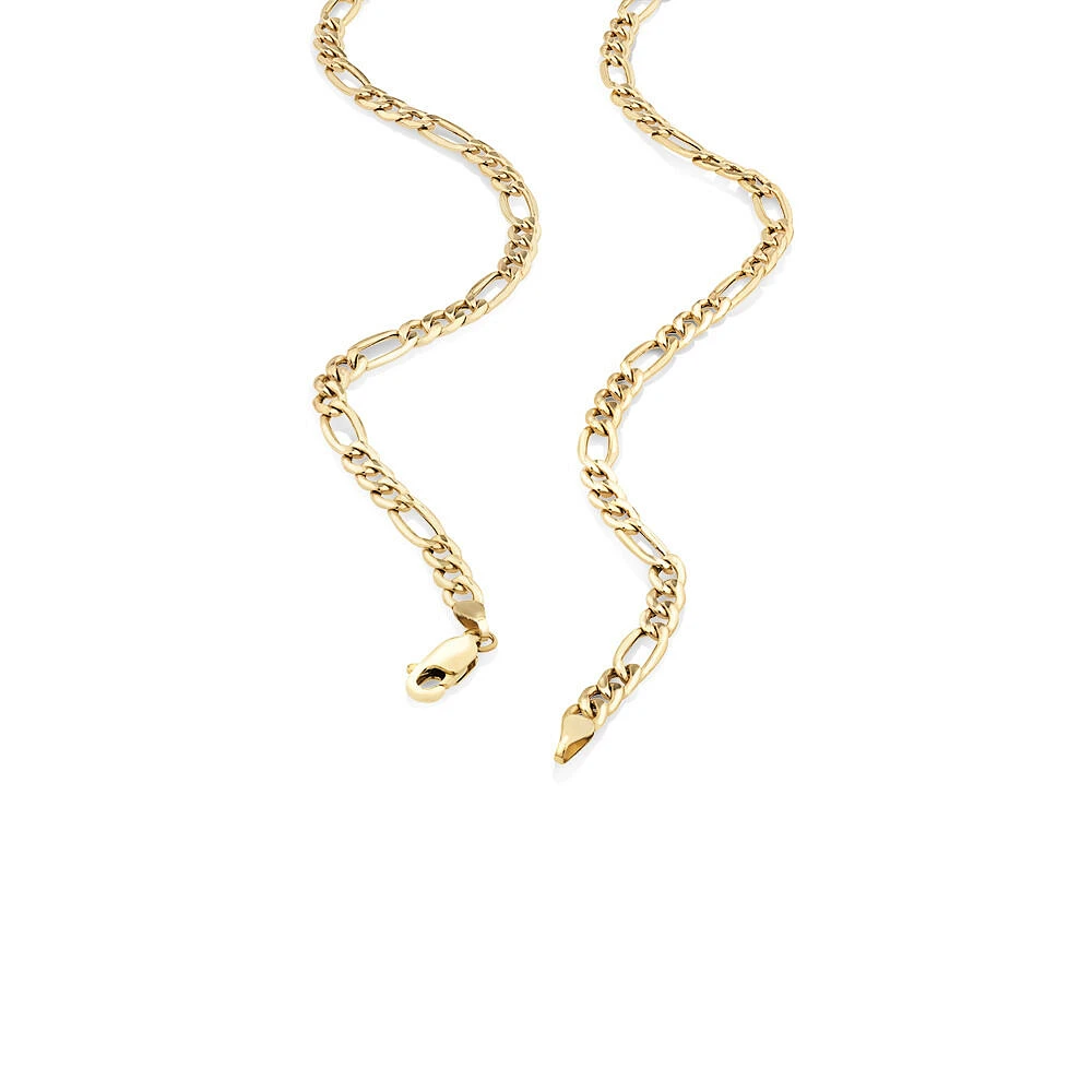 50cm (20") Hollow Figaro Chain in 10kt Yellow Gold