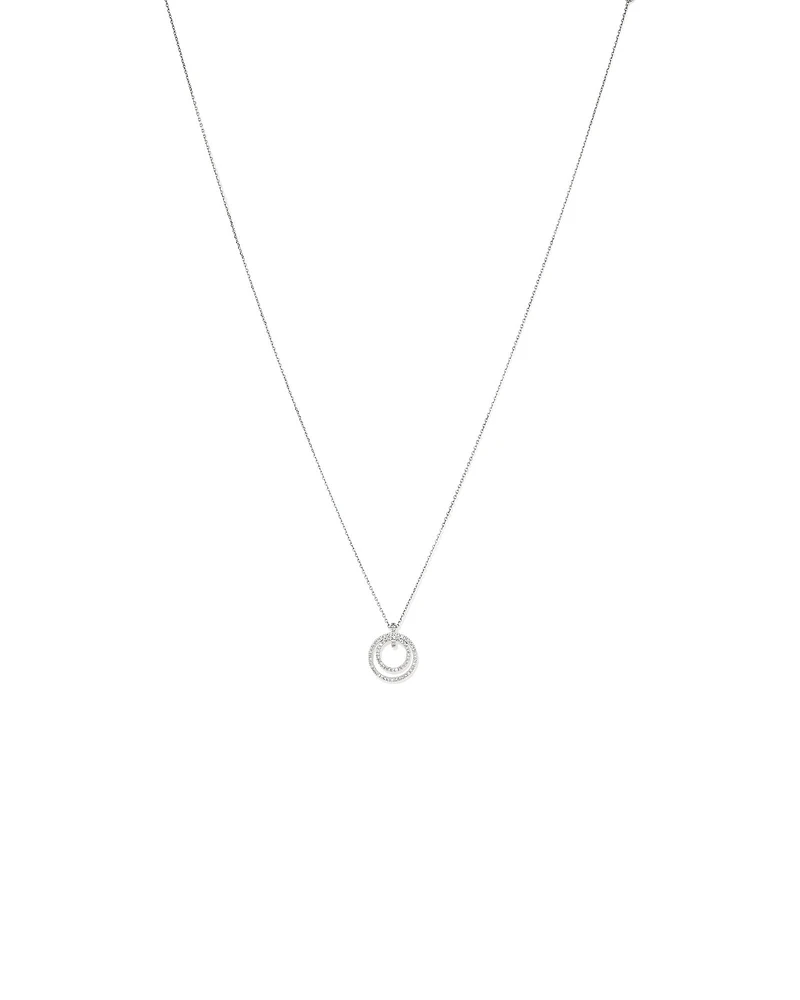 Fine Double Circle Diamond Pendant in Sterling Silver