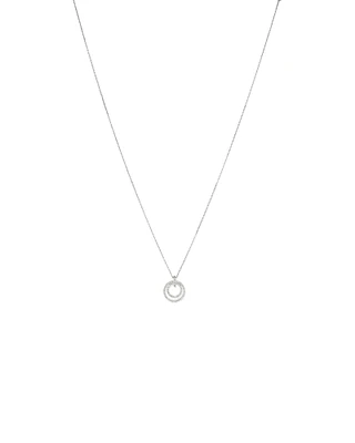 Fine Double Circle Diamond Pendant in Sterling Silver