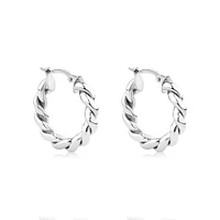 Boucles d'oreilles créoles de 15 mm en forme de croissant torsadé en argent sterling