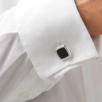 Onyx Square Cufflinks in Sterling Silver