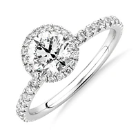 Sir Michael Hill Designer Halo Engagement Ring with 1.36 Carat TW of Diamonds in 18kt White Gold