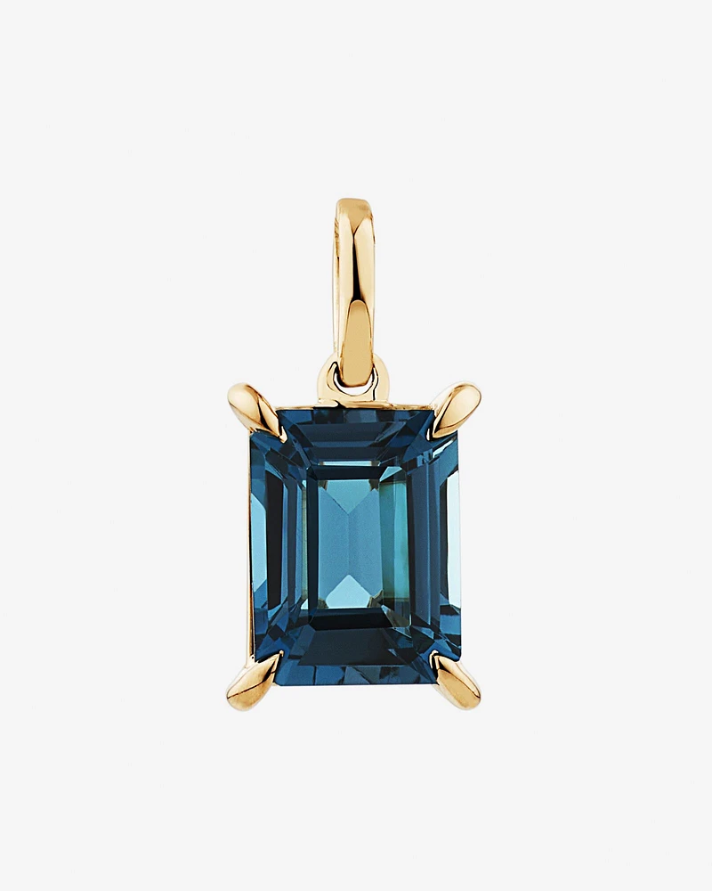 London Blue Topaz Pendant in 10kt Yellow Gold