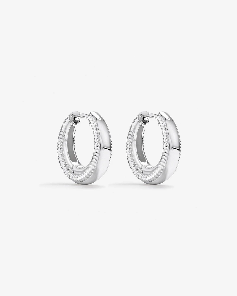 Boucles d'oreilles Huggie Dôme Conique Texturé en argent sterling