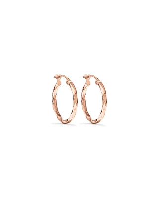 15mm Square Twist Hoop Earrings in 10kt Rose Gold