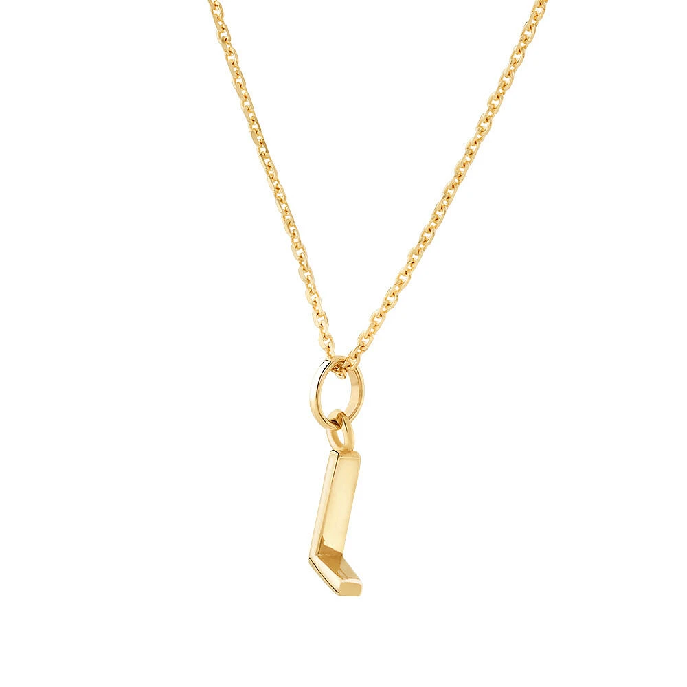 "H" Initial Pendant with Chain in 10kt Yellow Gold