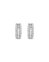 1.00 Carat TW Diamond Dot Dash Huggie Earrings in 14kt White Gold