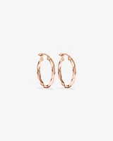 15mm Square Twist Hoop Earrings in 10kt Rose Gold