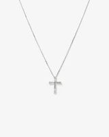 0.34 Carat TW Baguette and Round Brilliant Diamond Cross Pendant in 10kt White Gold