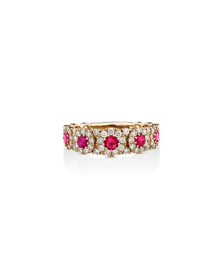 Bubble Ring with Ruby and .50 Carat TW Diamonds in 14kt Yellow Gold