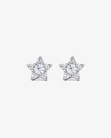 Cubic Zirconia Star Stud Earrings and Necklace Set in Sterling Silver