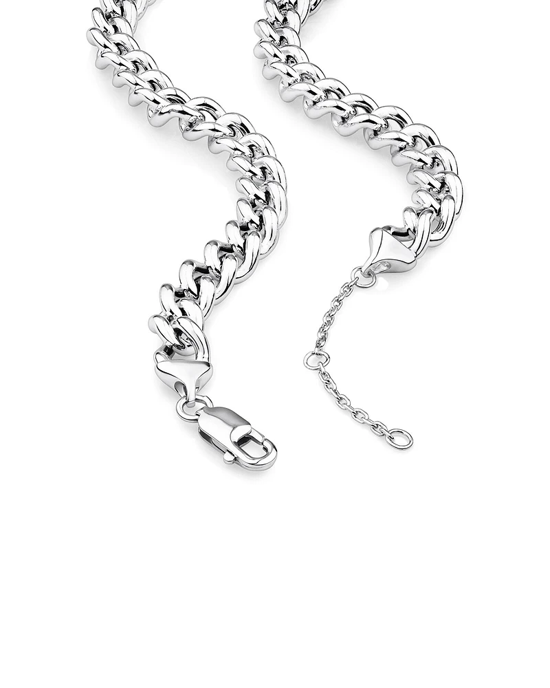 45cm (18") 9mm-9.5mm Width Hollow Curb Chain in Sterling Silver