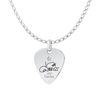 INXS Jon Farriss Engraved Guitar Pick Pendant with Chain in Recycled Sterling Silver