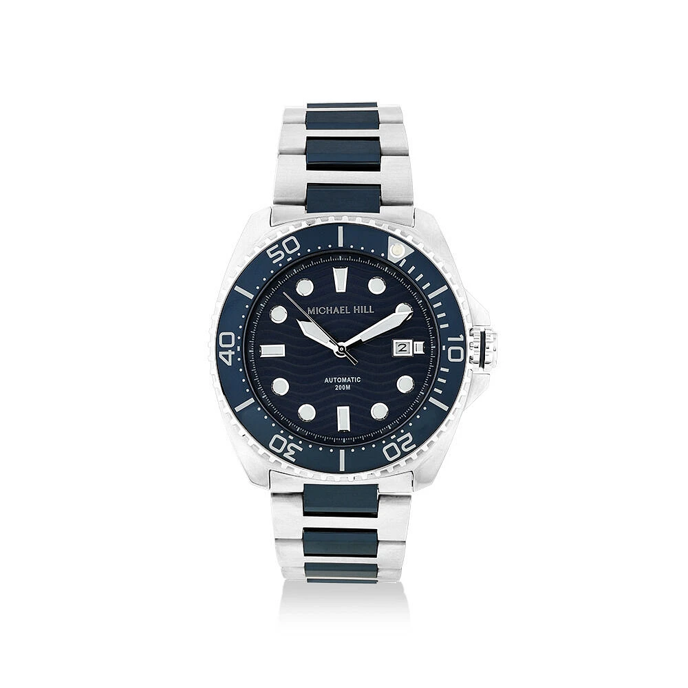 Men's Automatic Two-Tone Watch in Blue Tone Stainless Steel