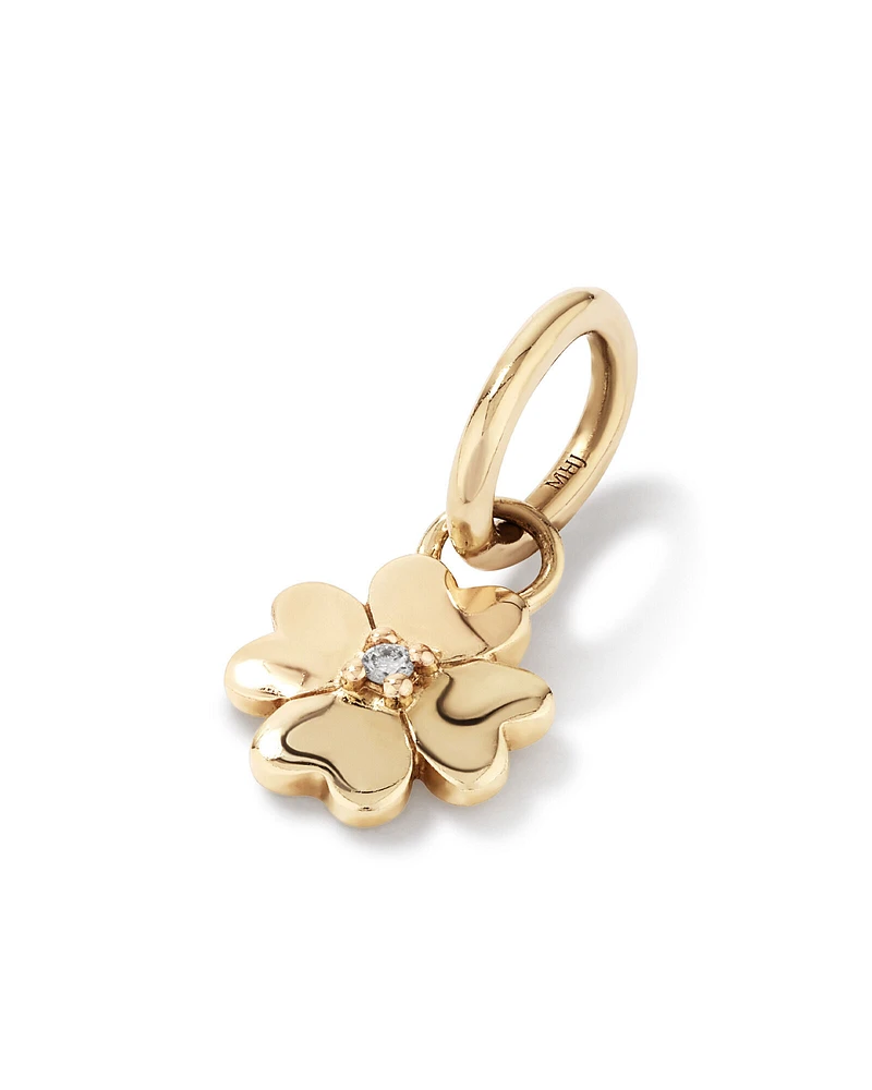 Diamond Accent Four Leaf Clover Pendant in 10kt Yellow Gold