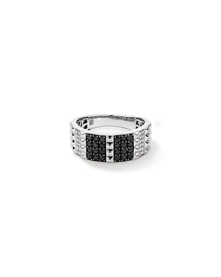 Bague Pour Homme Sertie De 1,00 Carat Tw De Diamants Noirs Et Blancs En Argent Sterling