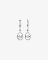 0.36 Carat TW Diamond Halo Everlight Pear Pendant and Huggie Earrings Set in Sterling Silver