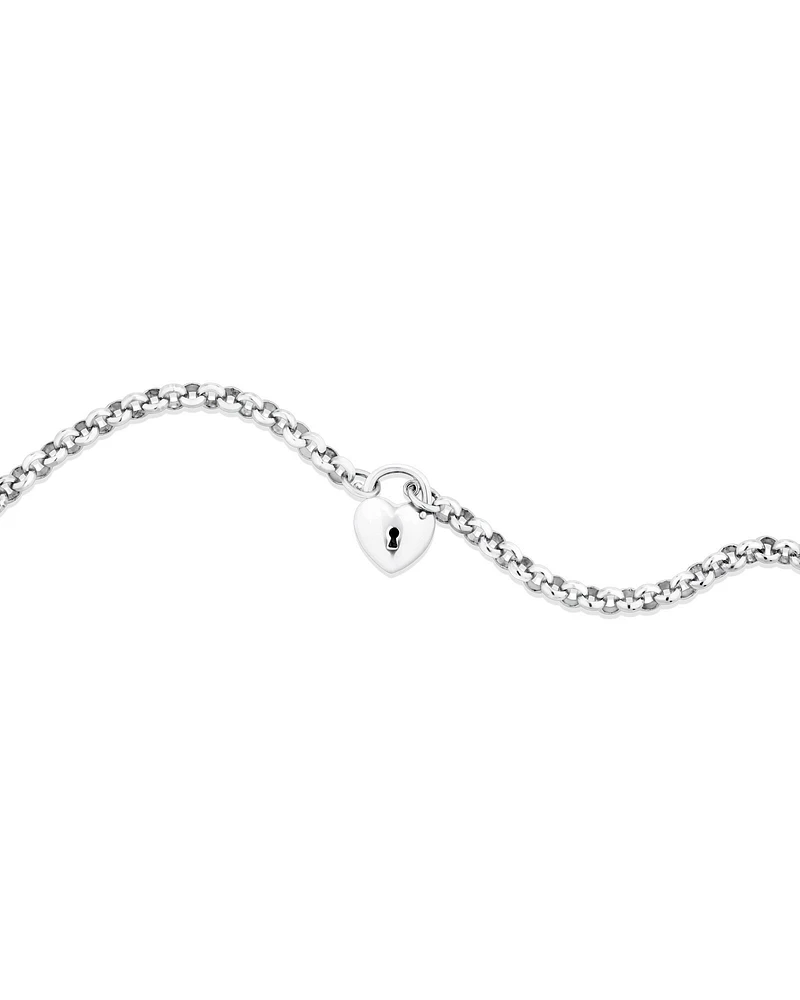 45cm (18") 5mm-5.5mm Width Heart Padlock Belcher Necklace in Sterling Silver