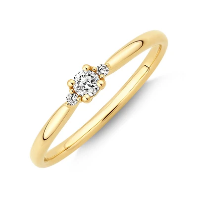 3 Stone Ring with 0.11 Carat TW Diamonds in 10kt Yellow Gold