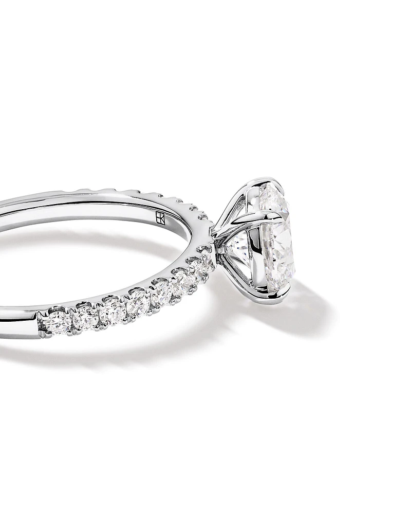 1.81 Carat TW Round Brilliant Lab-Grown Diamond Side Accent Engagement Ring in 14kt White Gold