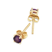 Stud Earrings with Amethyst in 10kt Yellow Gold