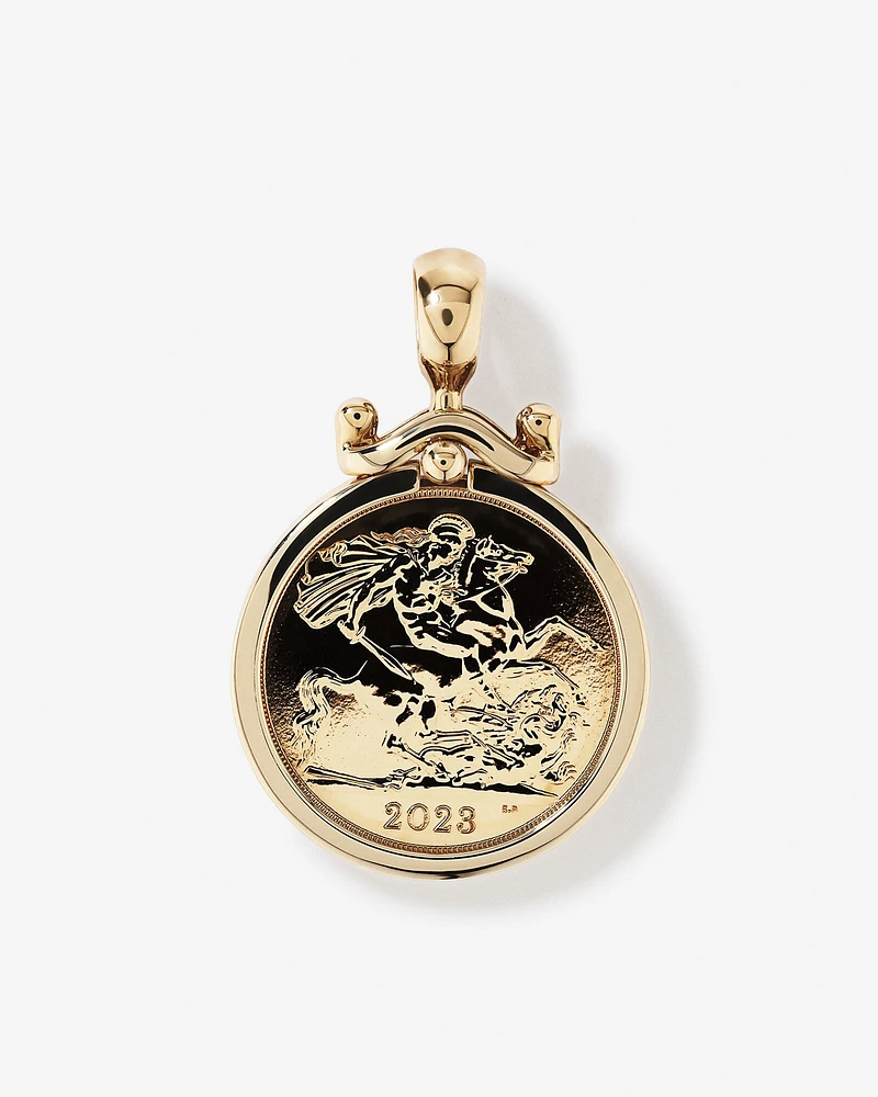 Half Sovereign Medallion Pendant in 10kt and 22kt Yellow Gold