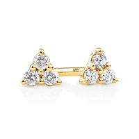 Trio de boutons d'oreilles en or jaune 10 K à diamants totalisant 0,08 ct