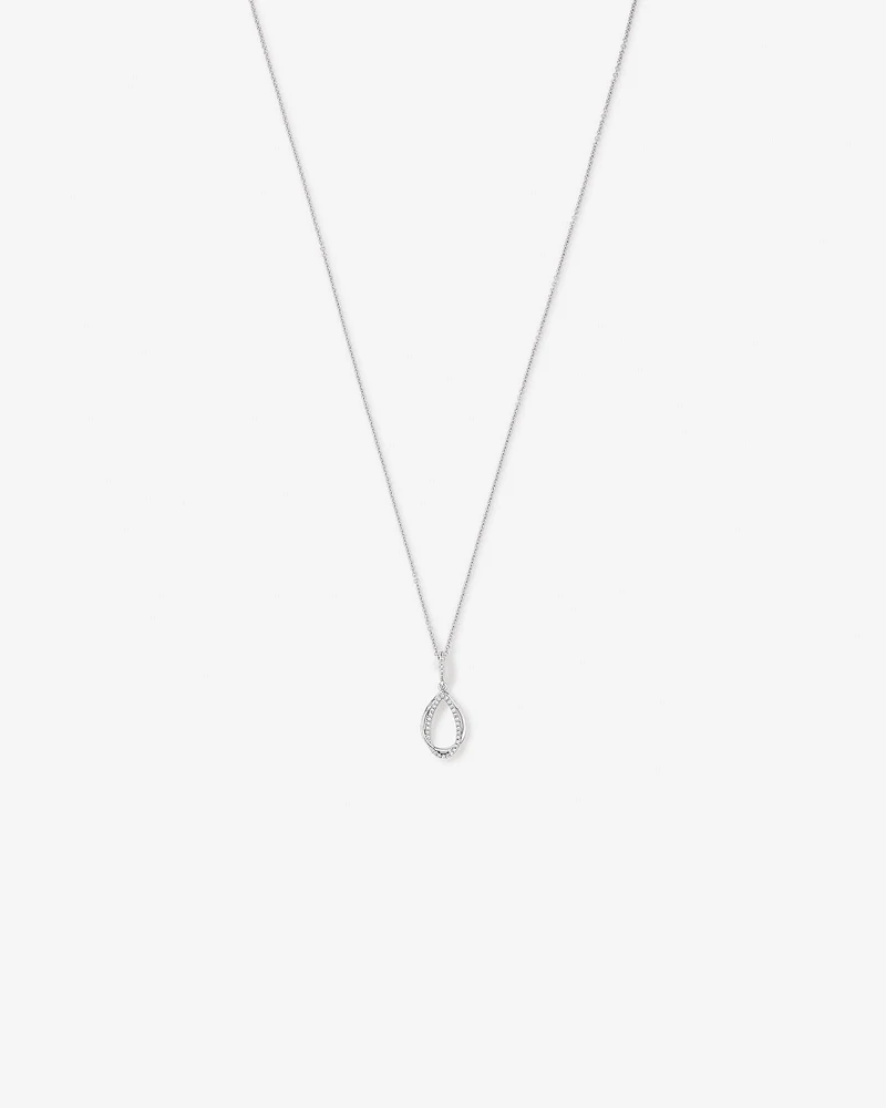 Cubic Zirconia Interlaced Oval Pendant Necklace in Sterling Silver