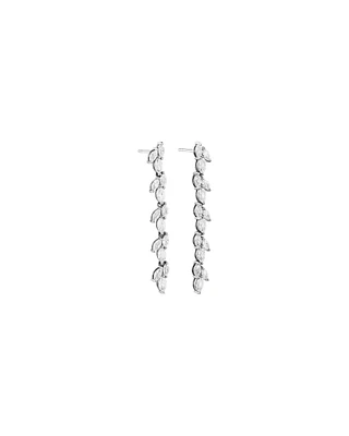 Cubic Zirconia Vine Drop Stud Earrings in Sterling Silver