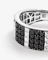 Bague Pour Homme Sertie De 1,00 Carat Tw De Diamants Noirs Et Blancs En Argent Sterling