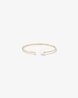 Cultured Freshwater Pearl and Diamond Torque Bangle in 10kt Yellow Gold