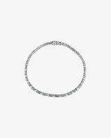 Emerald & Diamond Dot Dash Tennis Bracelet with 0.62 Carat TW in 10kt White Gold