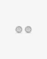 0.44 Carat TW Round Diamond Halo Stud Earrings in 10kt White Gold