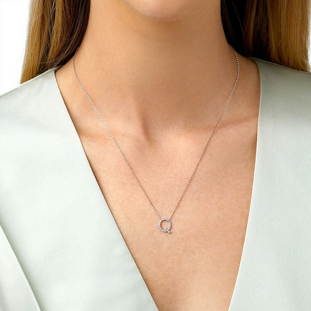 A' Initial necklace with 0.10 Carat TW of Diamonds in 10kt White Gold