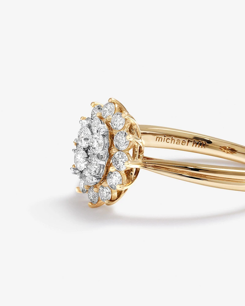 Cluster Ring with 0.62 Carat TW of Diamonds in 14kt Yellow Gold