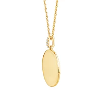 Diamond Accent Engravable Circle Pendant in 10kt Yellow Gold