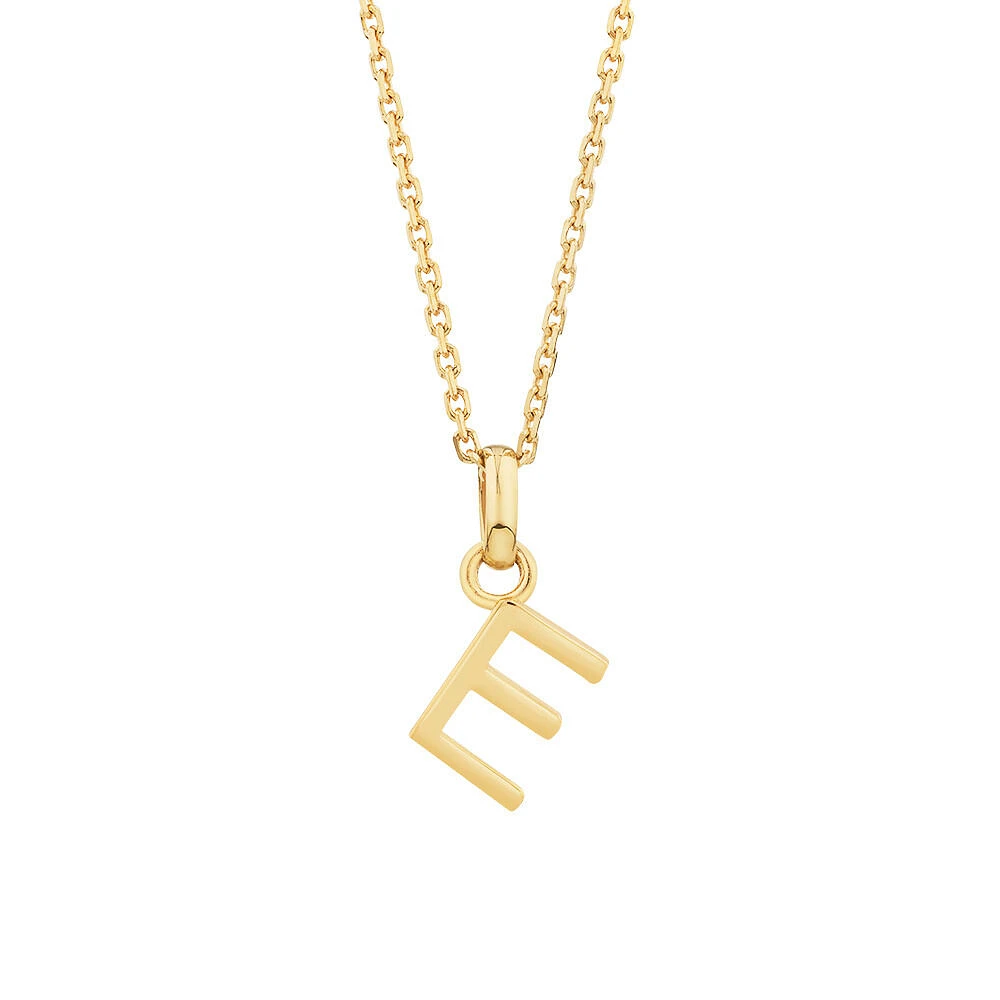 "H" Initial Pendant with Chain in 10kt Yellow Gold