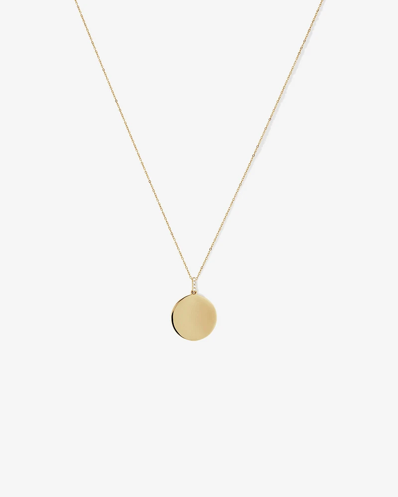 Diamond Accent Engravable Circle Pendant in 10kt Yellow Gold