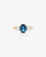 London Blue Topaz Ring with .46 Carat TW Diamonds in 14kt Yellow Gold