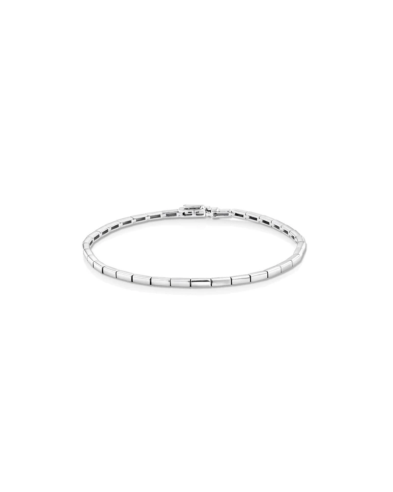 Rectangular Link Metal Tennis Bracelet in Sterling Silver