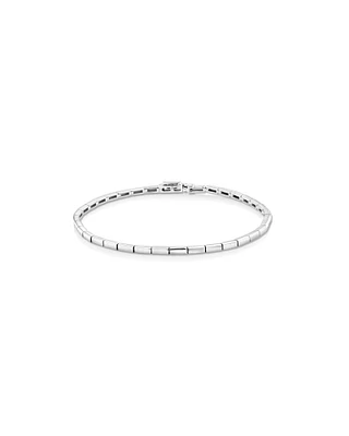 Rectangular Link Metal Tennis Bracelet in Sterling Silver