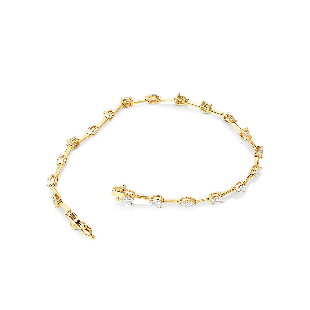 2.00 Carat TW Fancy Cut Laboratory-Grown Diamond Tennis Bracelet in 10kt Yellow Gold