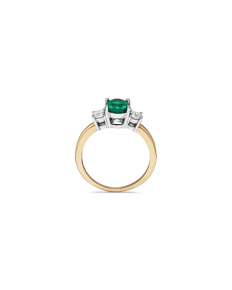 Emerald Ring with .40TW Diamonds in 14kt Yellow and White Gold