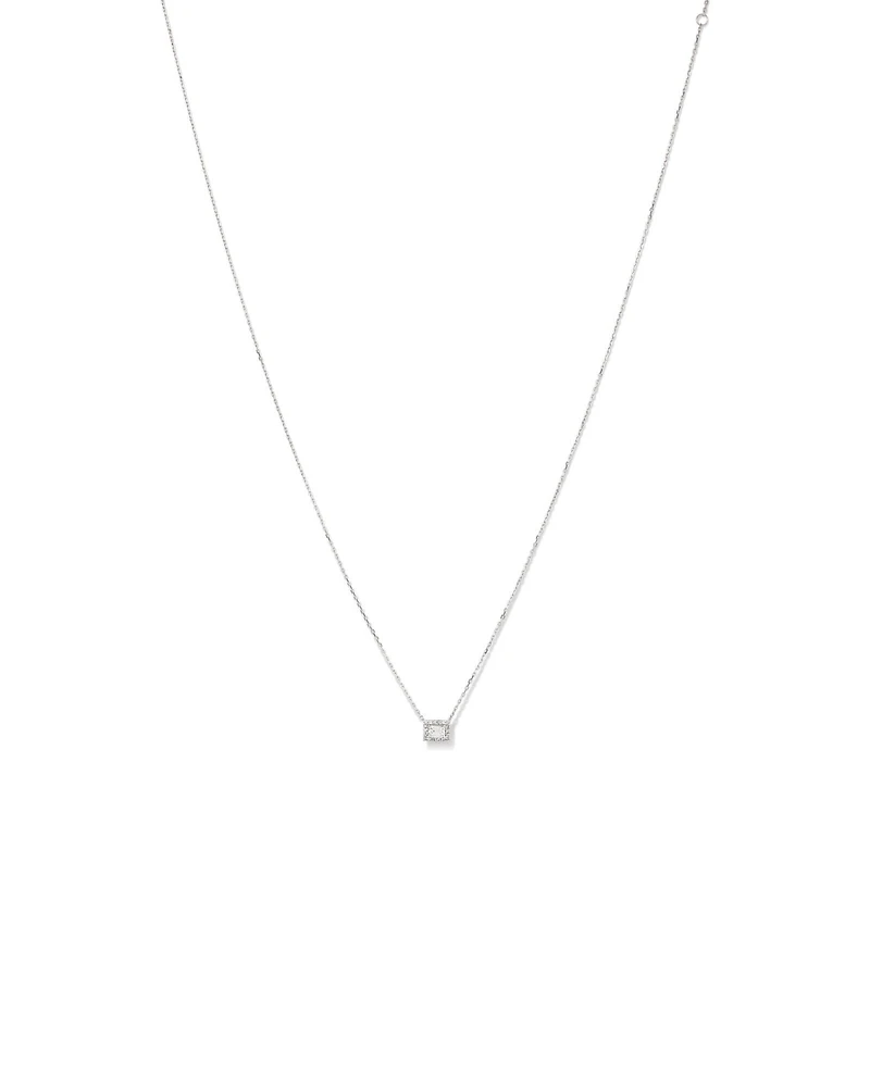 Pendentif halo émeraude de 0,23 carat TW en diamant en or blanc 10kt